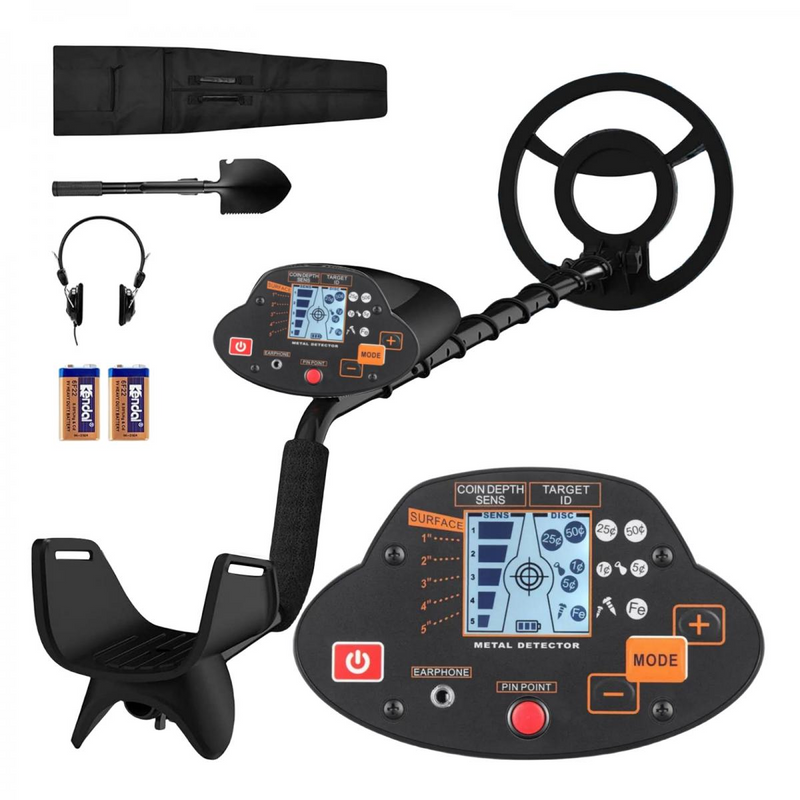 MD-5030 Metal Detector with Waterproof Search Coil, Adjustable Shaft & Dual Search Modes for Coins