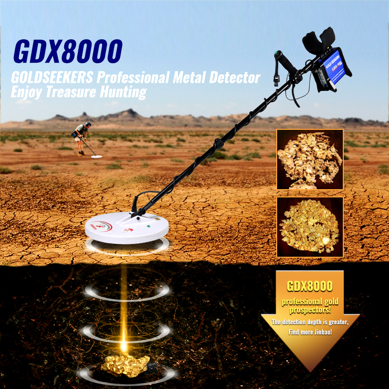 Professional GDX8000 Deep-Range Gold Detector with Pulse Induction Technology, Adjustable Iron Rejection & Long-Life Battery