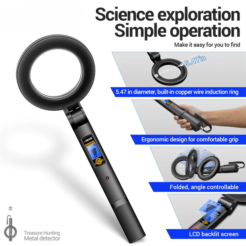 Metal Detector Treasure Hunter Pro All Metal Discrimination Pin-point Underground Search Gold Coin Hunting Tools