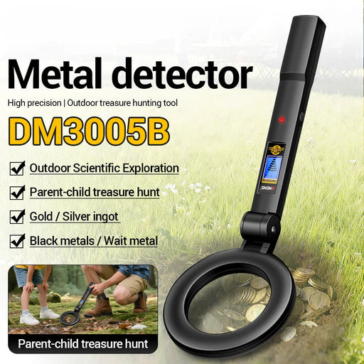 ANENG DM3005B handheld metal detector pinpointer wand in black for outdoor treasure hunting, gold and silver coin recovery