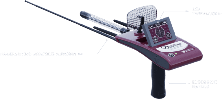 Ger Detect Diamond Hunter Smart Detector, a handheld metal detector with a digital display for jewelry and diamond searching.