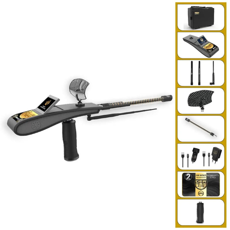Ger Detect Diamond Hunter Smart Metal Detector with digital display and handheld design for gold and diamond hunting.