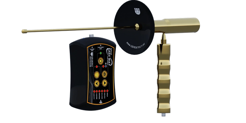 Ger Detect Easy Way Smart Metal Detector in black with digital display and ergonomic handle, designed for beginner treasure hunting.