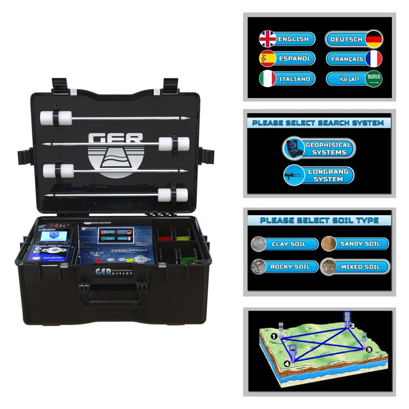 Ger Detect Fresh Result 2 Systems Metal Detector with digital display and ergonomic handle for reliable treasure hunting.