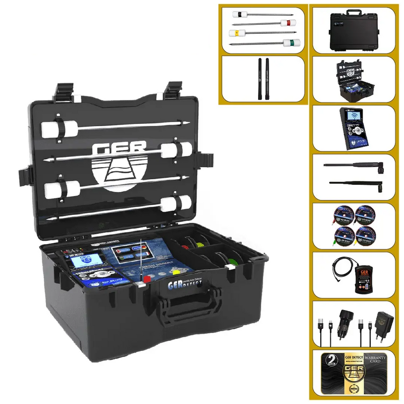 Ger Detect Fresh Result 2 Systems Metal Detector with digital display and ergonomic handle for treasure hunting and metal detection.