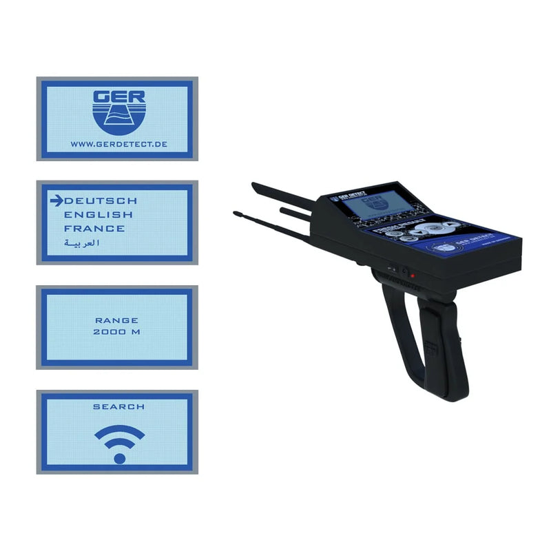 Ger Detect Fresh Result 2 Systems Metal Detector with digital display and ergonomic design for treasure hunting and metal detection.