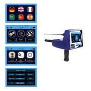 Ger Detect River-F Smart Detector device, compact metal detector with digital controls and ergonomic design for outdoor treasure hunting.