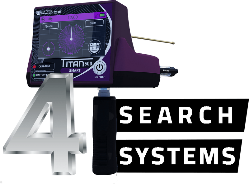 Ger Detect Titan 500 metal detector with digital display and ergonomic handle, designed for treasure hunting and metal detection.