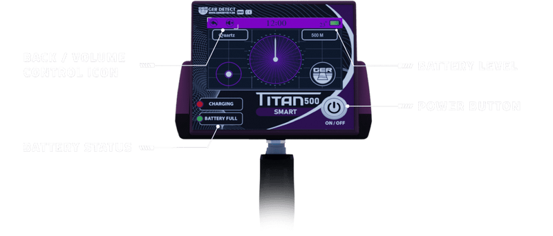 Ger Detect Titan 500 smart metal detector with control panel and search coil, designed for precise metal detection.