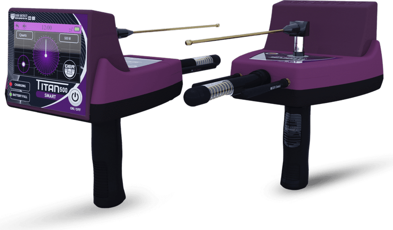 Ger Detect Titan 500 smart metal detector with a rugged design and control panel, ideal for treasure hunting and metal detection.