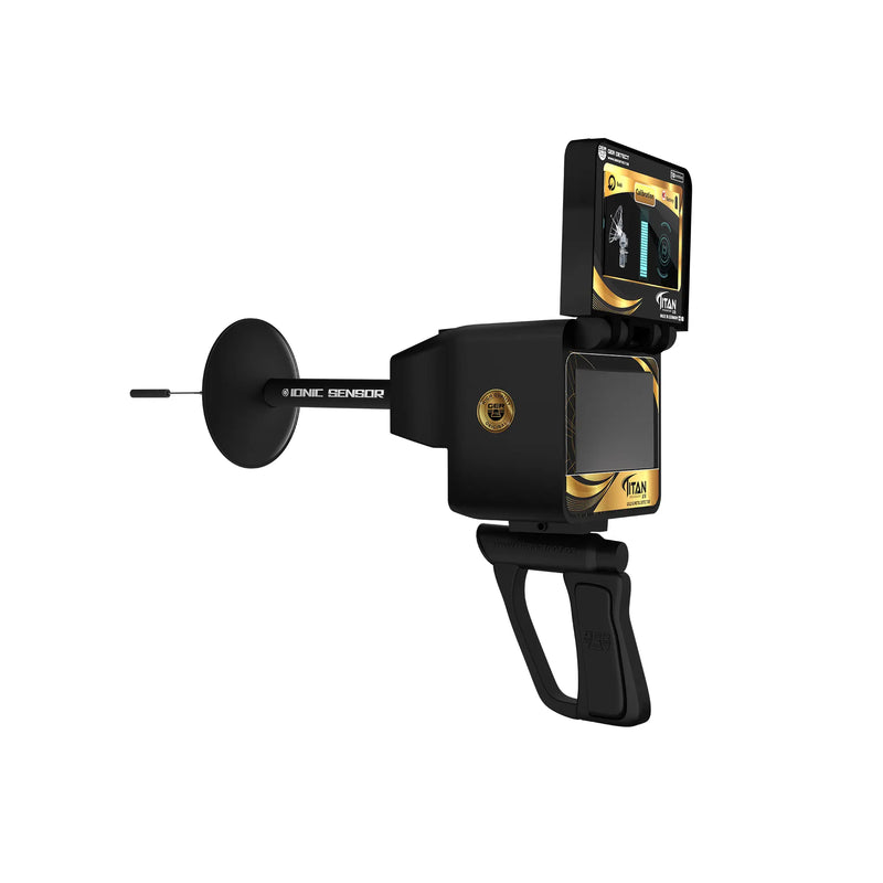 Ger Detect Titan X13 metal detector with 11-system professional gold detection, showing its control panel and search coil.