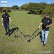 Ger Detect Treasure Way metal detector with ergonomic handle and control panel, ideal for treasure hunting and metal detection.