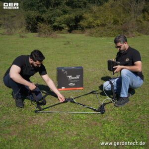 Ger Detect Treasure Way metal detector with digital display, adjustable armrest, and search coil for gold and relic hunting.