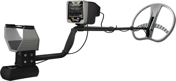 Ger Detect Treasure Way metal detector with digital display and adjustable settings for treasure hunting and metal detection.