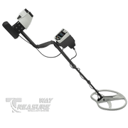Ger Detect Treasure Way metal detector with control panel and search coil for detecting buried treasures and metal objects.