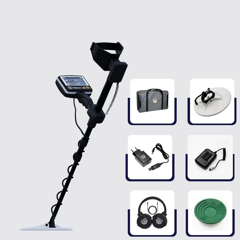 UIG Gold Digger Metal Detector with search coil and control panel, designed for gold prospecting and treasure hunting.