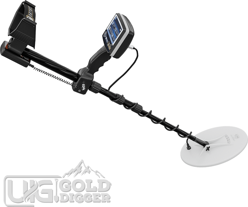 UIG Gold Digger Metal Detector with handheld search coil and control panel, designed for gold prospecting and treasure hunting.