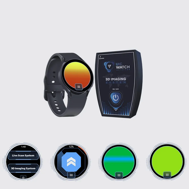UIG watch detector metal detector with handheld scanner for security screening and object detection.