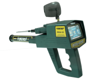 Mega Detection Mega G3 metal detector with a sleek design and adjustable arm for enhanced usability in outdoor settings.