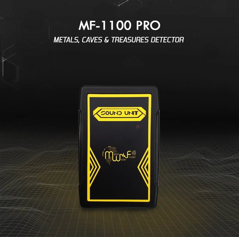MWF MF 1100 Pro Super metal detector with smart gold and treasure detection, featuring a handheld device with digital display and control buttons.