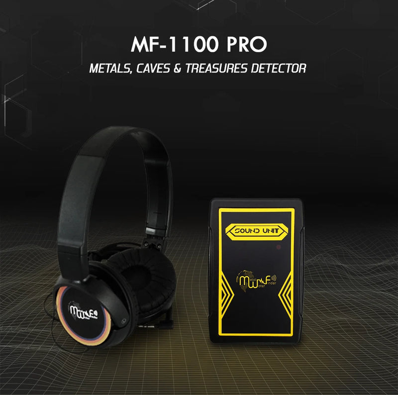 MWF MF 1100 Pro Super metal detector with smart gold and treasure detection features, showing the device with control panel and coil.