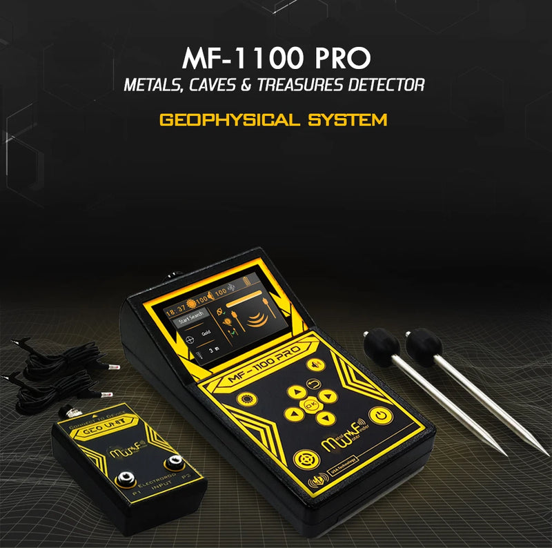 MWF MF 1100 Pro Super metal detector with smart gold and treasure detection features, shown in a close-up image.