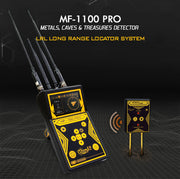 MWF MF 1100 Pro Super metal detector with smart gold and treasure detection features, shown in a close-up with control panel and search coil.
