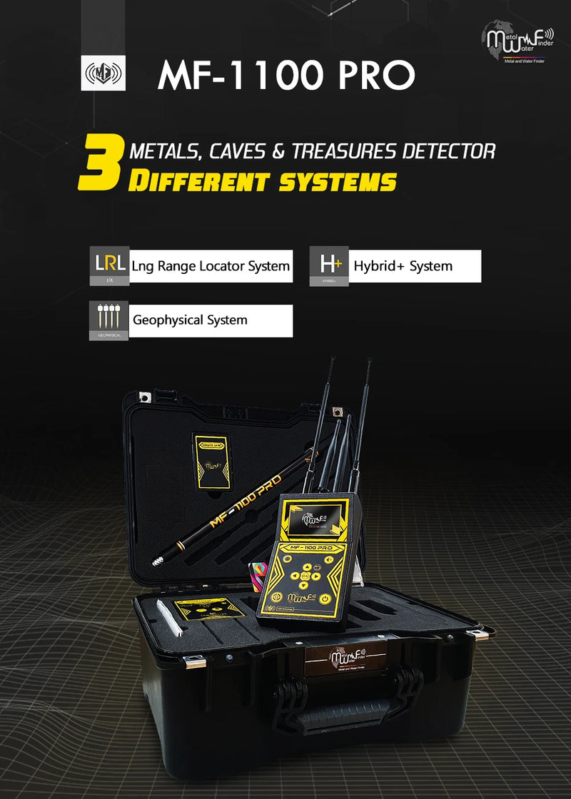 MWF MF 1100 Pro Super smart gold and treasure detector with digital display and adjustable settings for metal detection.