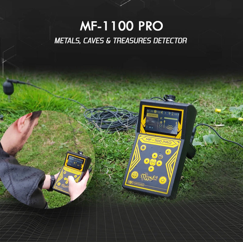 MWF MF 1100 Pro Super metal detector for gold and treasure hunting, featuring smart detection technology and a durable design.