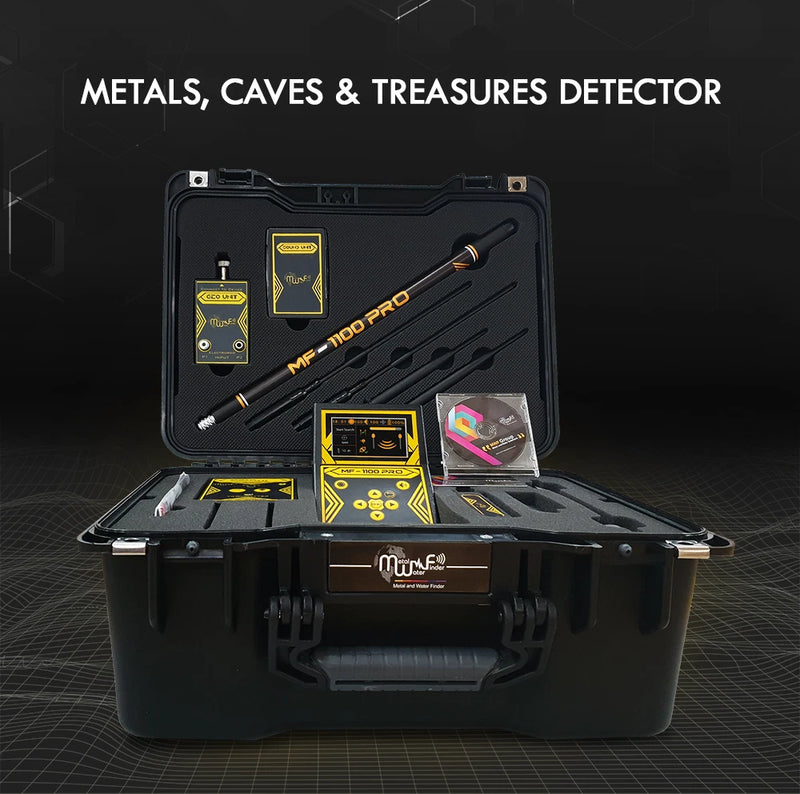 MWF MF 1100 Pro Super Smart Gold and Treasure Detector with digital display and ergonomic handle for metal hunting.