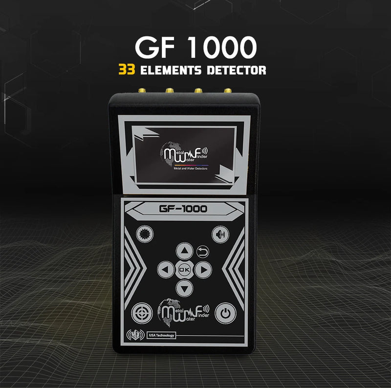 MWF GF 1000 advanced long-range locator and metal detector showing device with control panel and antenna in use.