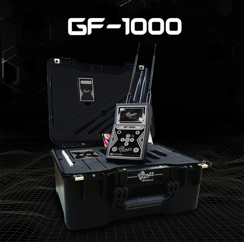MWF GF 1000 advanced long-range locator and metal detector showing its control panel and detection coil.
