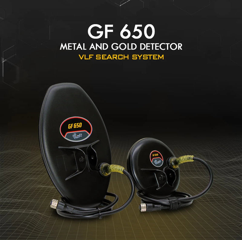 MWF GF 650 Gold & Metal Detector showing the device with control panel and search coil for precision gold prospecting.