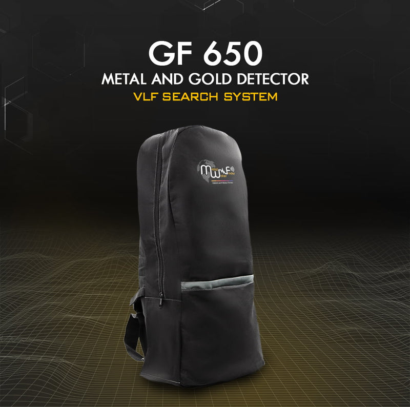 MWF GF 650 Gold & Metal Detector for precision prospecting, featuring a handheld device with control panel and search coil.
