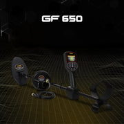 MWF GF 650 Gold and Metal Detector for precision prospecting, featuring a handheld device with control panel and search coil.