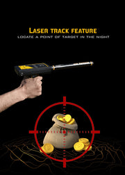 MWF Gold Line Advanced Ionic Gold Detector with laser tracking, featuring a sleek handheld device for precise gold detection.