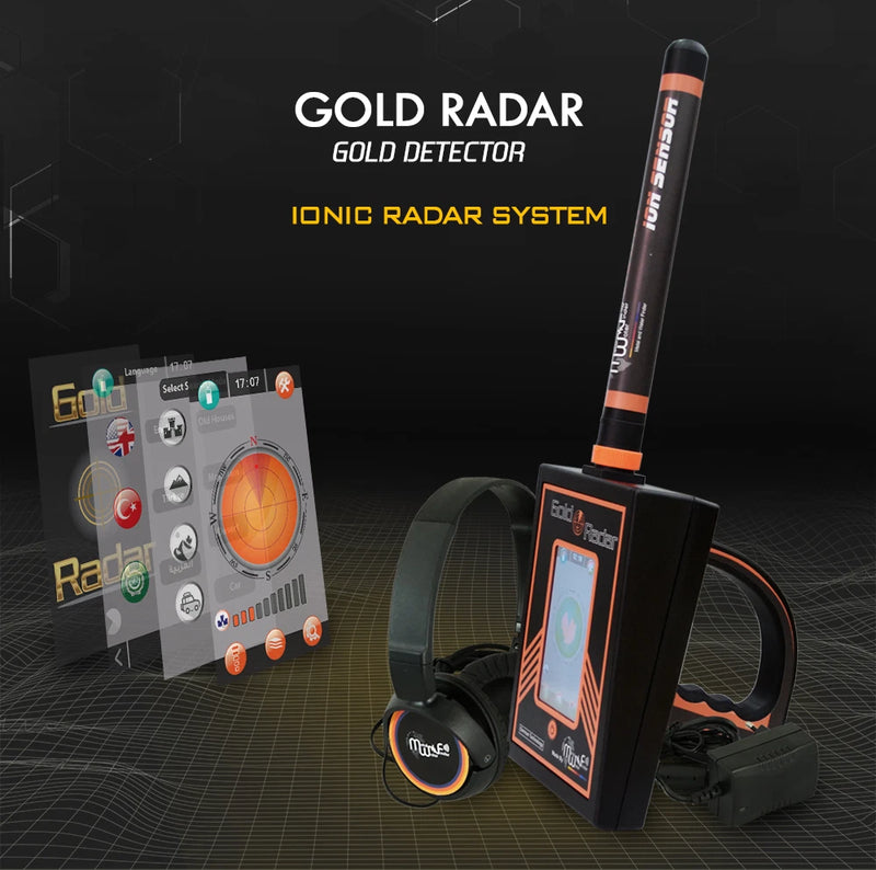 MWF Gold Radar device for detecting hidden underground treasures and metal objects with a sleek design.