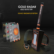 MWF Gold Radar detecting underground hidden treasures with a handheld metal detector device.