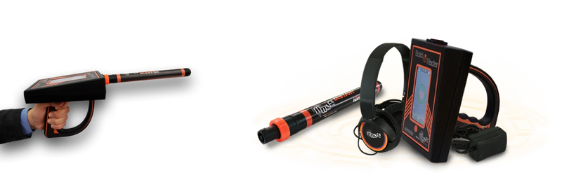 MWF Gold Radar underground treasure detector showing the device with a display screen and detection coil for finding hidden valuables