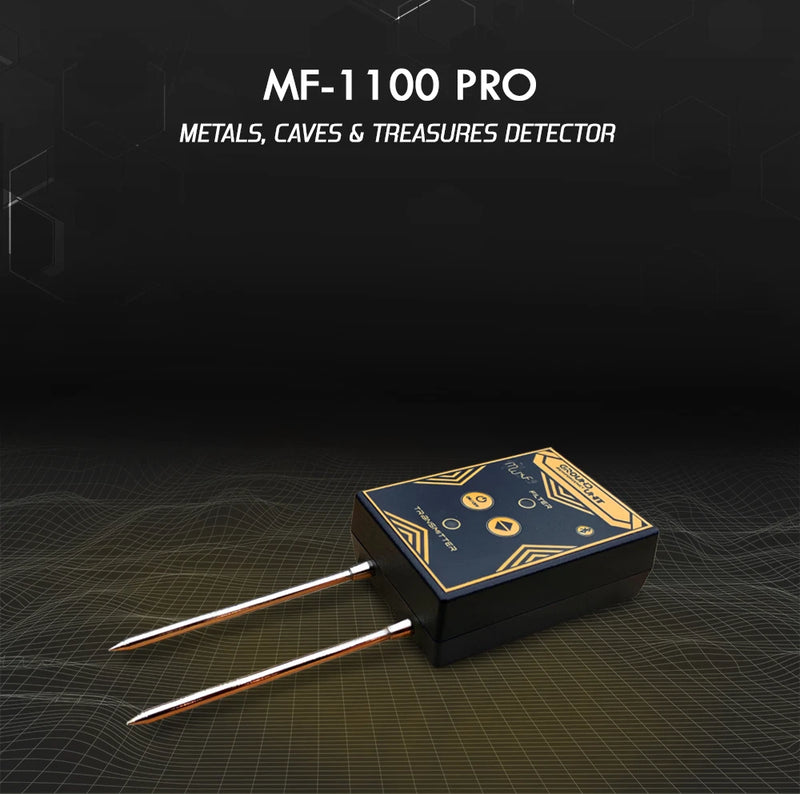 MWF MF-1100 PRO smart gold and treasure detector with advanced features, showing the device and its control panel.