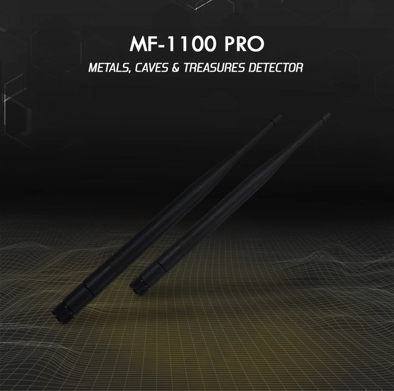 MWF MF-1100 PRO gold and treasure detector with smart advanced features, shown in use on a search field.
