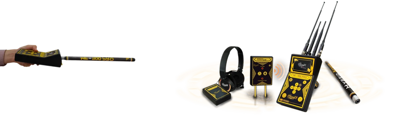 MWF MF-1100 PRO smart gold and treasure detector showing the device with digital display and search coil in use.