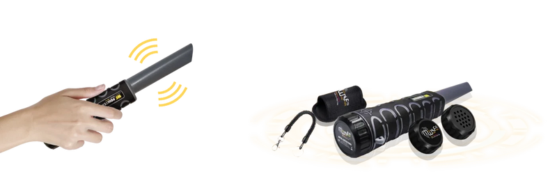 MWF MF-60 waterproof metal detector with compact design, featuring control panel and search coil for rugged outdoor exploration.