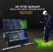 MWF MF 9700 Quinary skincare product bottle with white and gold design, placed on a neutral background.