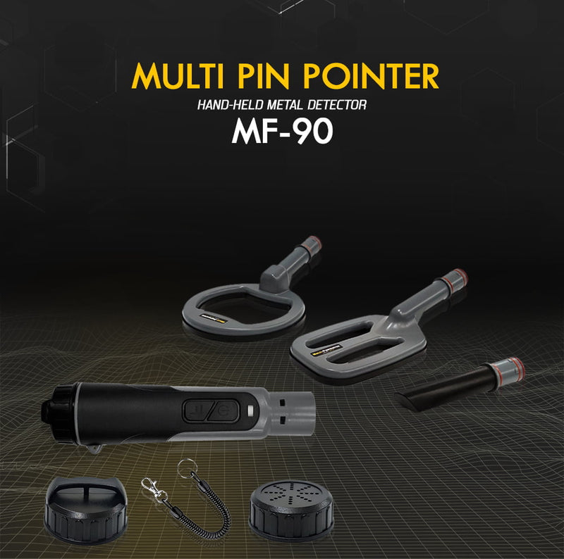 MWF MF90 multi-coil metal detector for gold and treasure hunting, featuring advanced detection technology and ergonomic design.