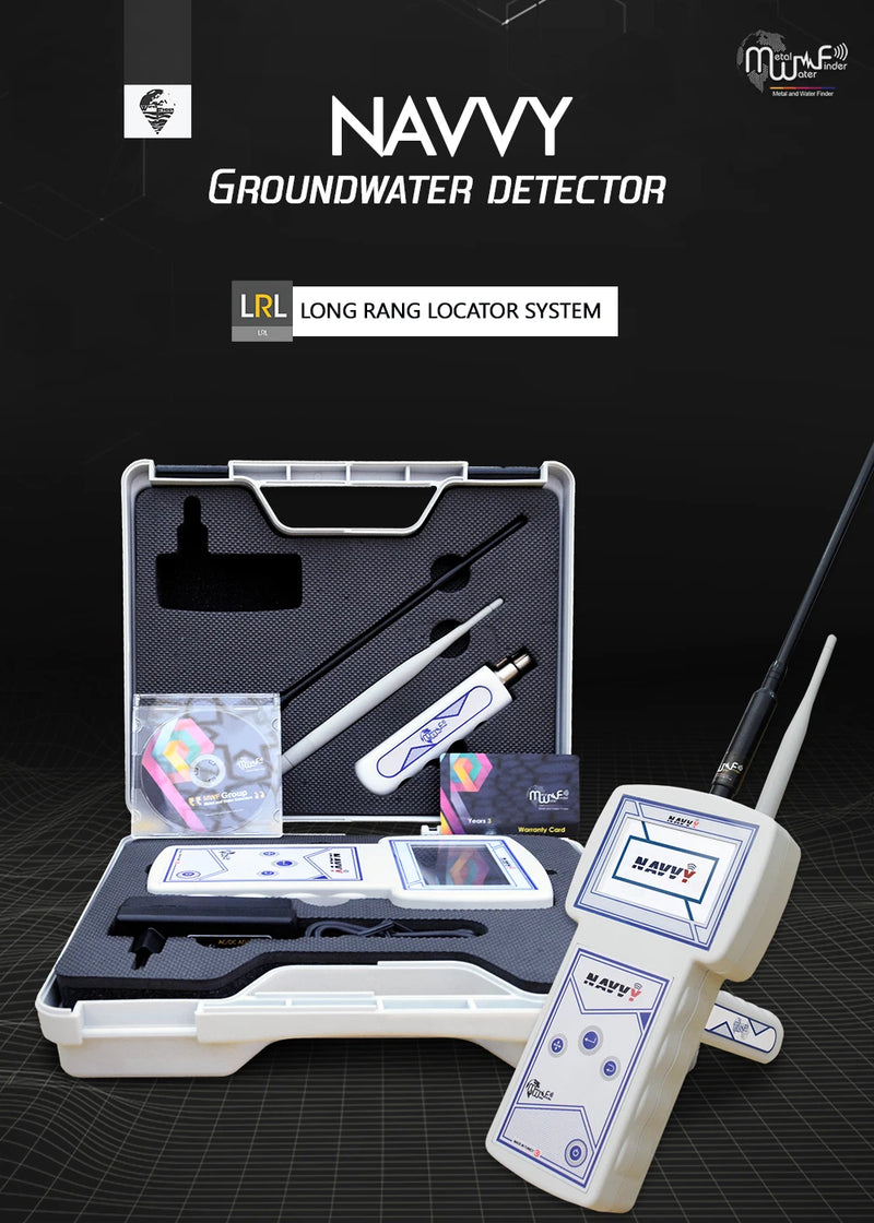 MWF Navy Advanced Groundwater and Acoustic Locator device with control panel and probes for underground detection.