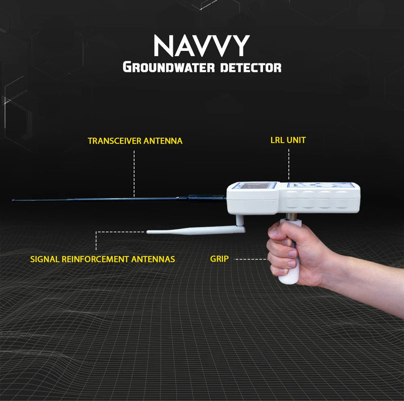 MWF Navy Advanced Groundwater and Acoustic Locator device with digital display and control buttons, used for detecting groundwater and sound signals.