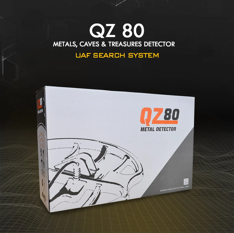 MWF QZ80 Advanced Gold & Metal Detector with display screen and search coil for treasure hunting and metal detection.