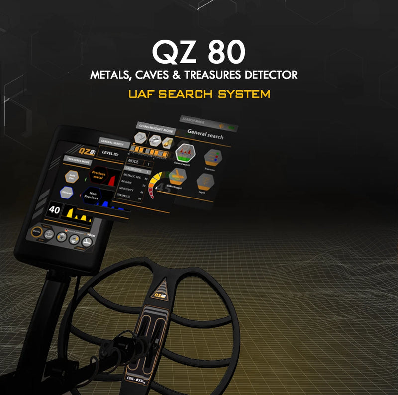 MWF QZ80 Advanced Gold & Metal Detector, treasure finder with digital display and ergonomic handle, for detecting gold and metals.