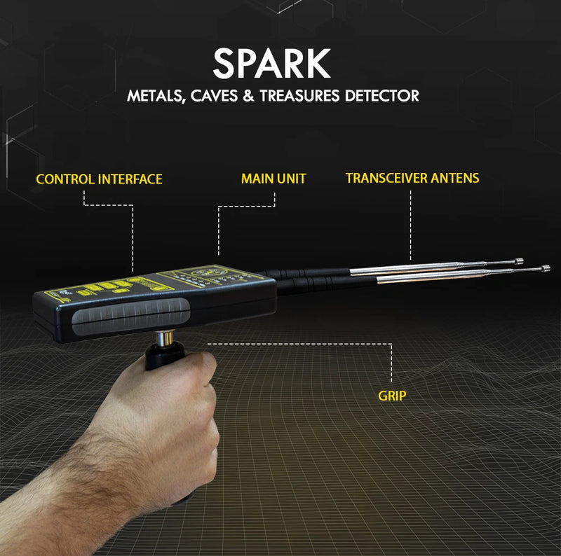 MWF Spark Gold & Treasures Detector with 200m long-range search, handheld metal detector for gold and treasure hunting.
